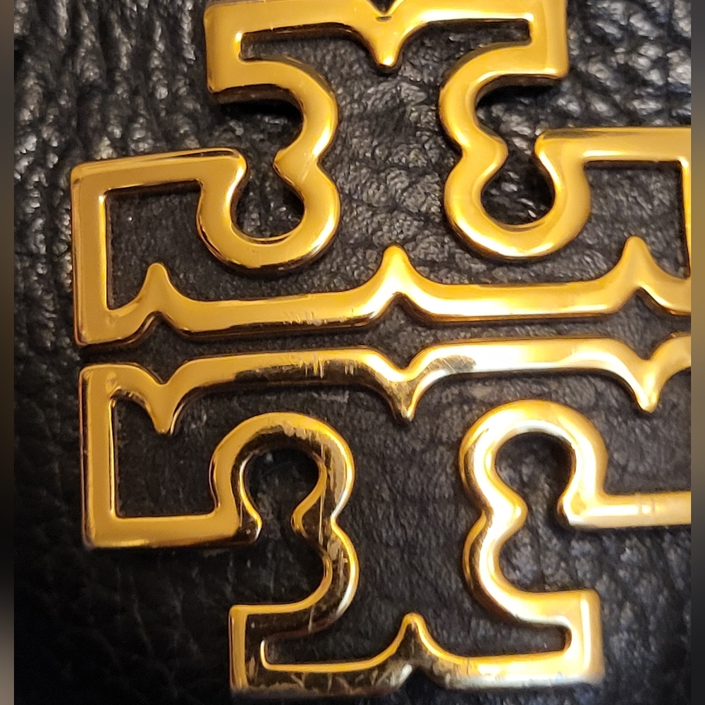 Tory Burch Black Melinda Leather Ballet Flats with Gold Accent - Size 9M - Picture 8 of 8